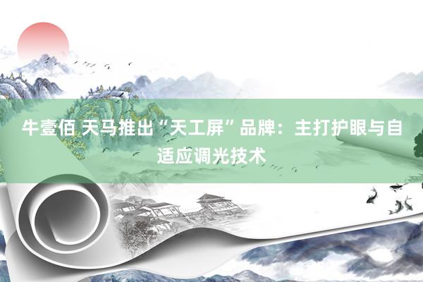 牛壹佰 天马推出“天工屏”品牌：主打护眼与自适应调光技术